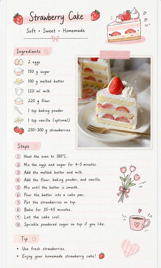 easy strawberry cake recipe