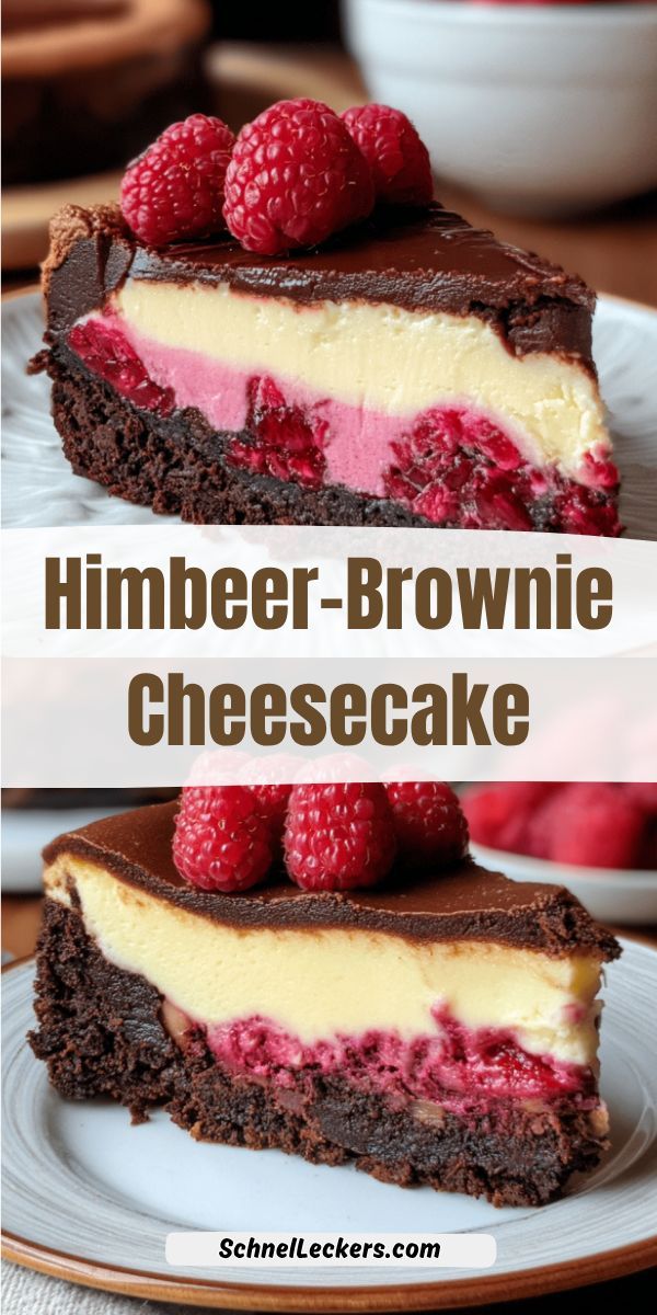 Saftiger Brownie trifft cremigen Cheesecake und fruchtige Himbeeren – dieser
