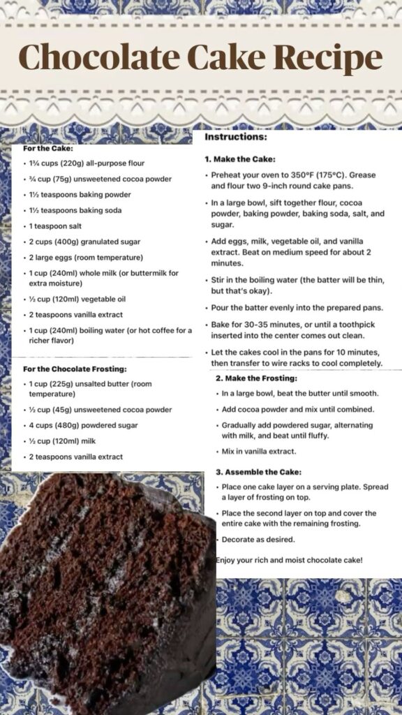 written chocolate cake recipe