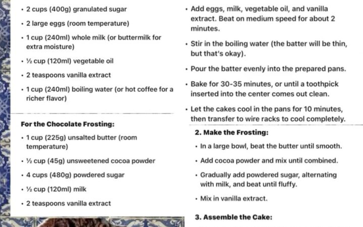 written chocolate cake recipe