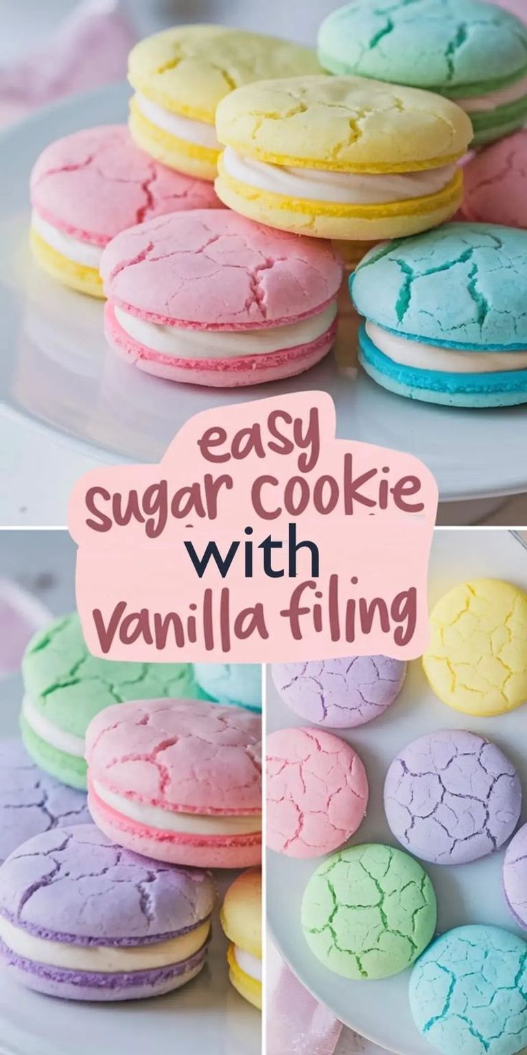 Colorful Sugar Cookies With Vanilla Filling