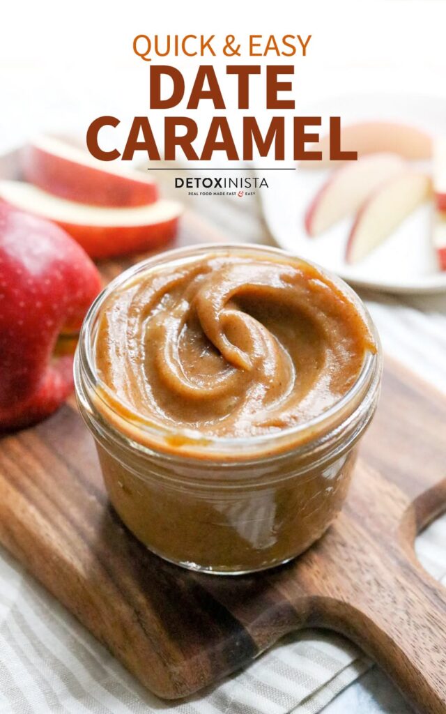 date caramel in jar with apples